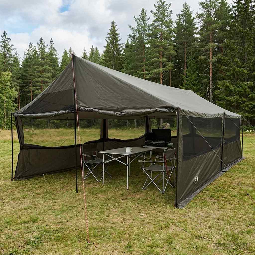 Vidaxl gezinstent bruin grijs 600 x 400 x 268 cm polyester en staal