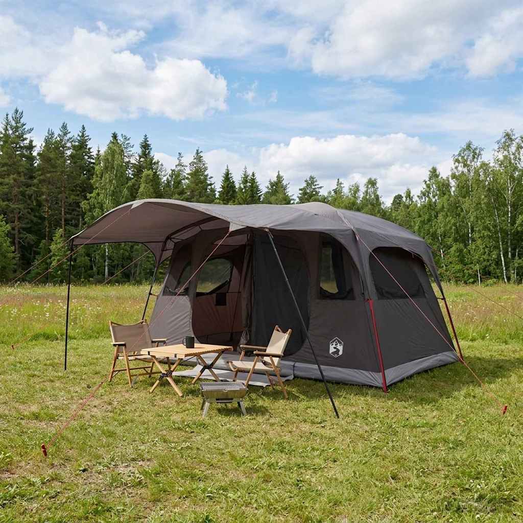 Vidaxl tunneltent 12-persoons bruin grijs polyester en staal