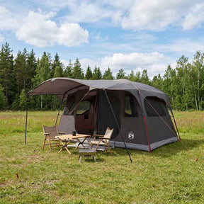 Vidaxl tunneltent 12-persoons bruin grijs polyester en staal