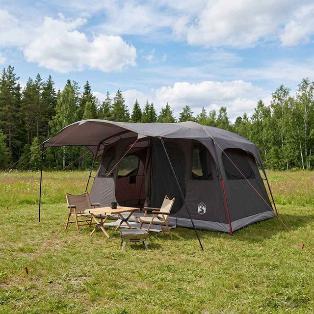 Vidaxl tunneltent 12-persoons bruin grijs polyester en staal