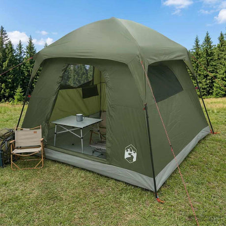 Vidaxl huisje tent 4-persoons olijfgroen polyester en staal