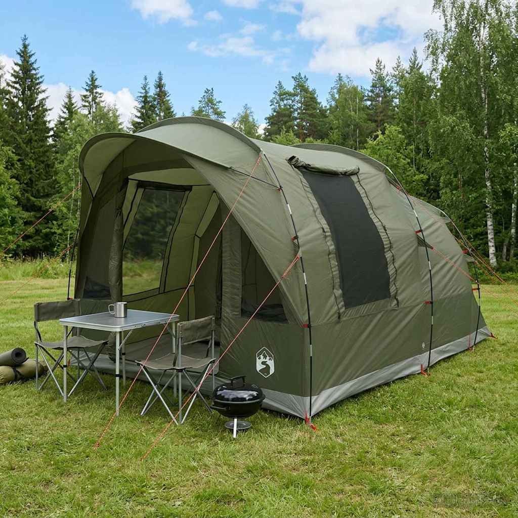 Vidaxl tunneltent 3-persoons olijfgroen polyester en staal