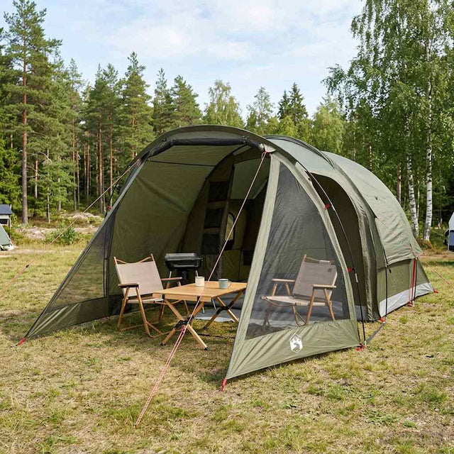 Vidaxl huisje tent 4-persoons olijfgroen polyester en staal