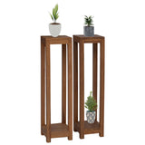 Vidaxl plantenstandaard 2 st naturel 25 x 25 x 100 cm massief teakhout