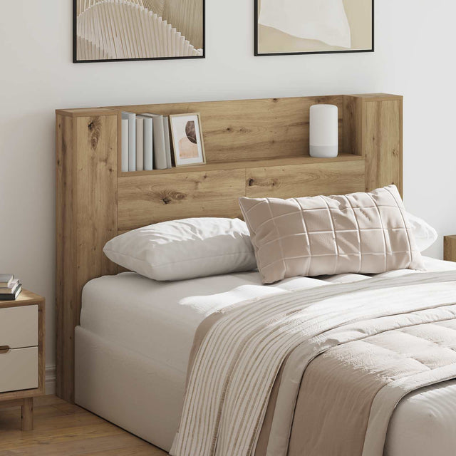 Vidaxl hoofdbord kast met led artisan eik bewerkt hout