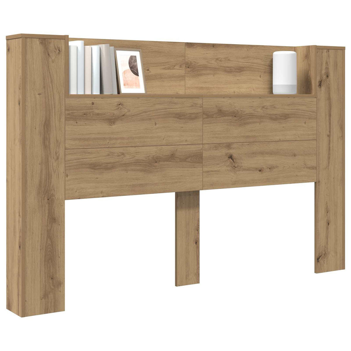 Vidaxl hoofdbord kast met led artisan eik bewerkt hout