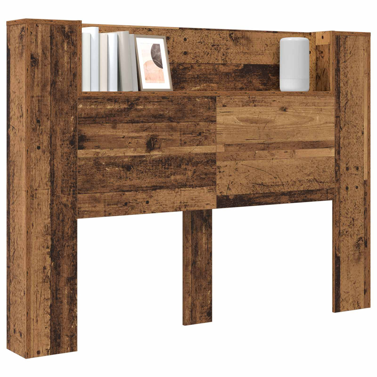 Vidaxl hoofdbord kast met led oudhout bewerkt hout