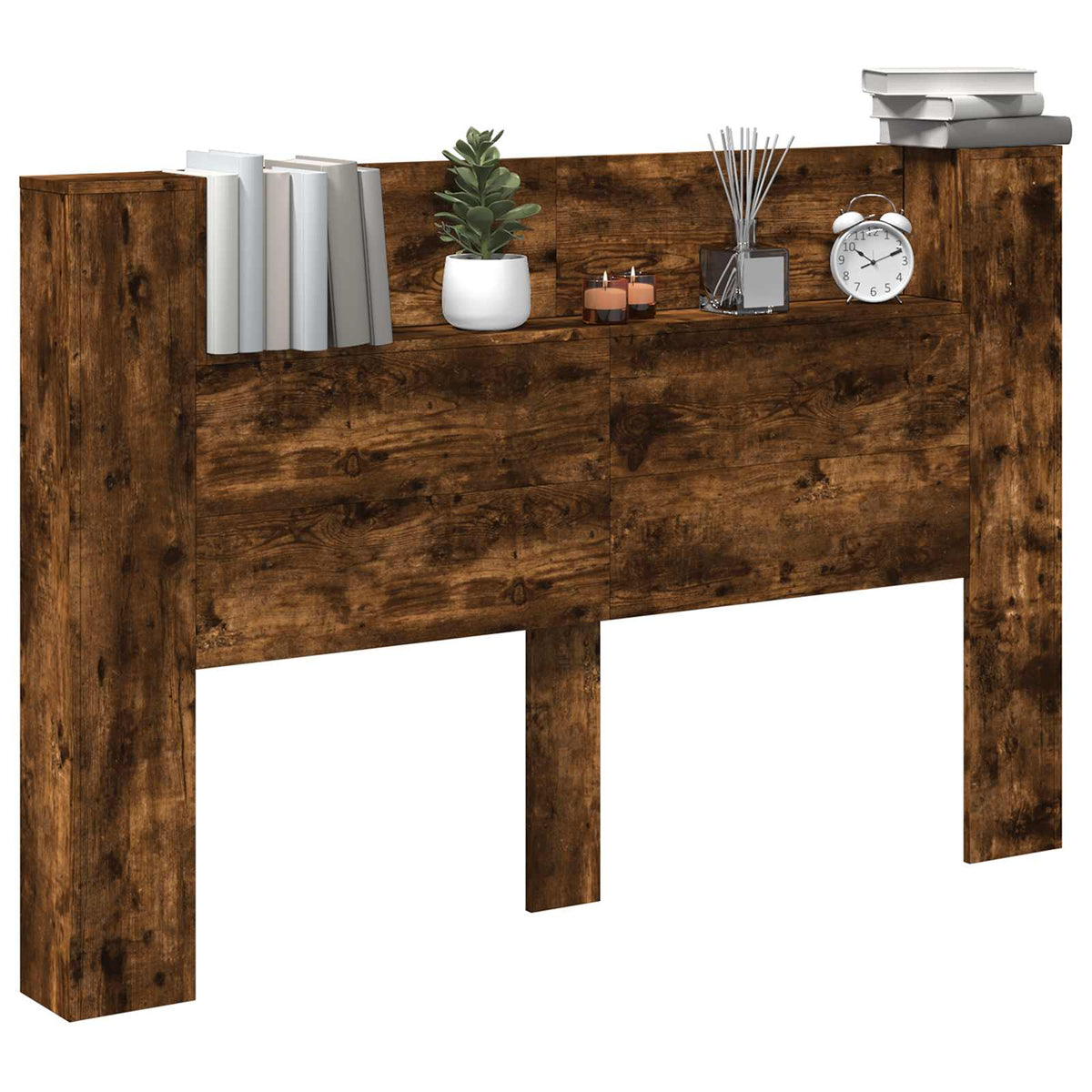 Vidaxl hoofdbord kast met led gerookte eik bewerkt hout