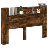 Vidaxl hoofdbord kast met led gerookte eik bewerkt hout