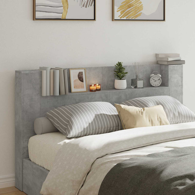 Vidaxl hoofdbord kast met led betonkleurig bewerkt hout