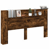 Vidaxl hoofdbord kast met led gerookte eik bewerkt hout