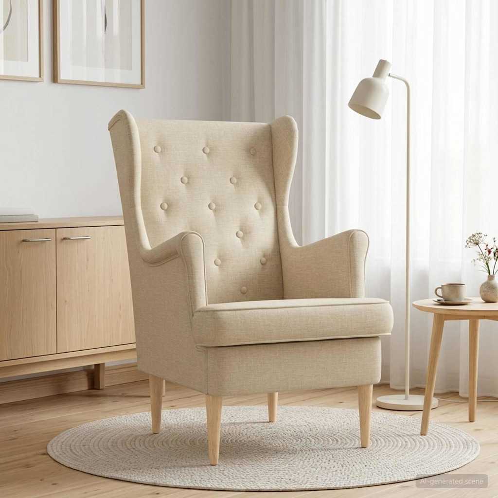 Vidaxl fauteuil crèmekleurig stof