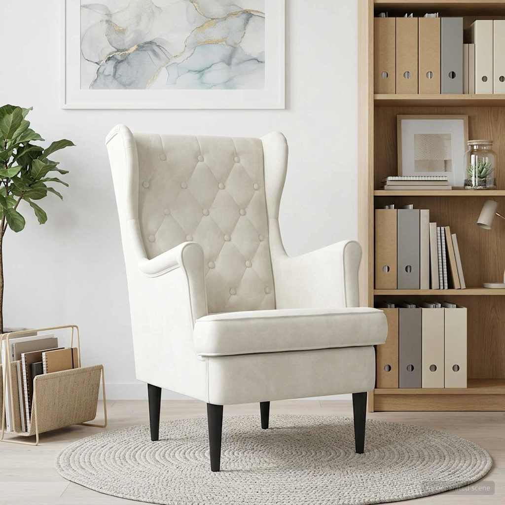 Vidaxl fauteuil crèmekleurig fluweel