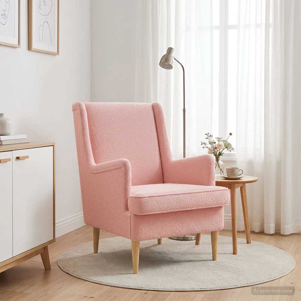 Vidaxl fauteuil roze bouclé
