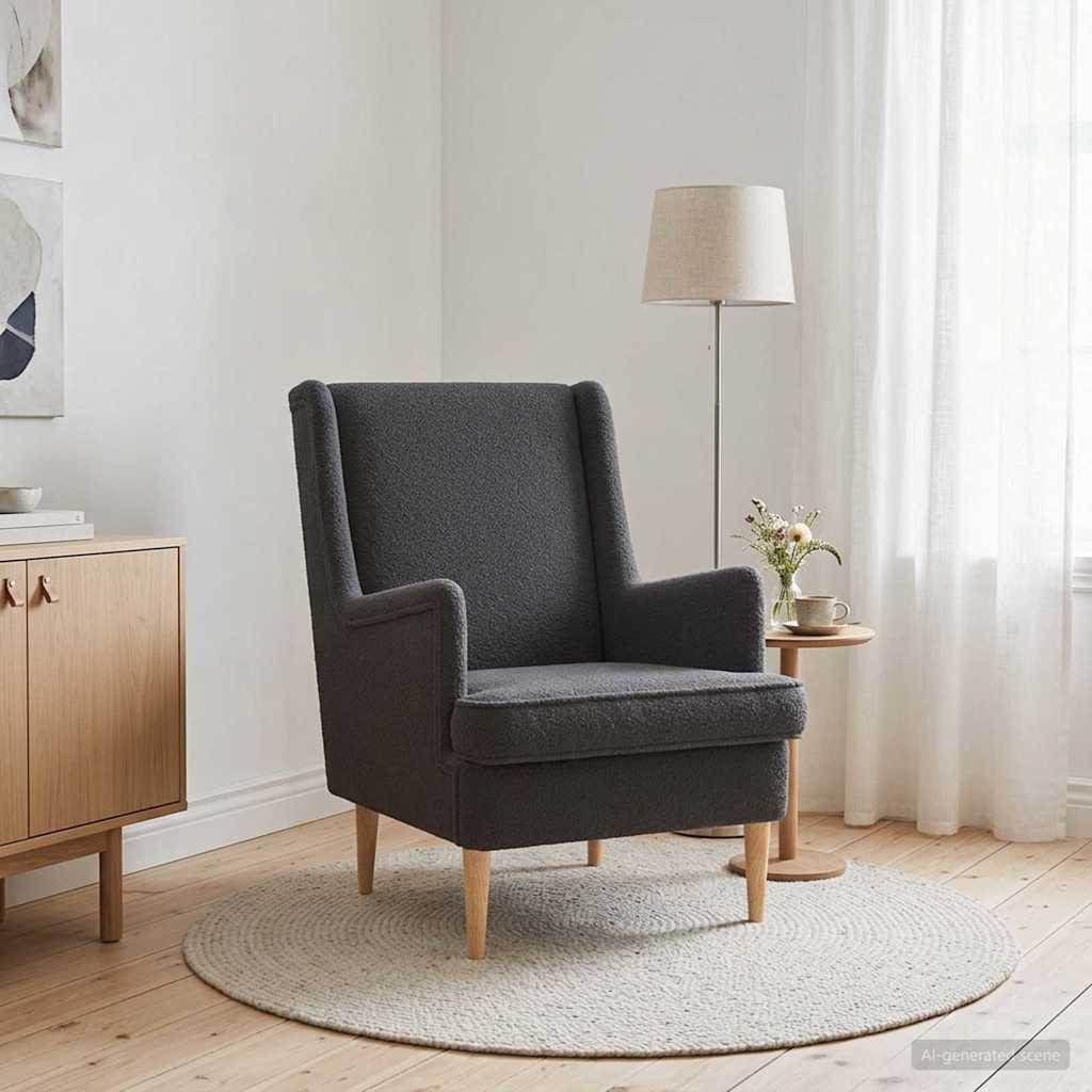 Vidaxl fauteuil donkergrijs bouclé