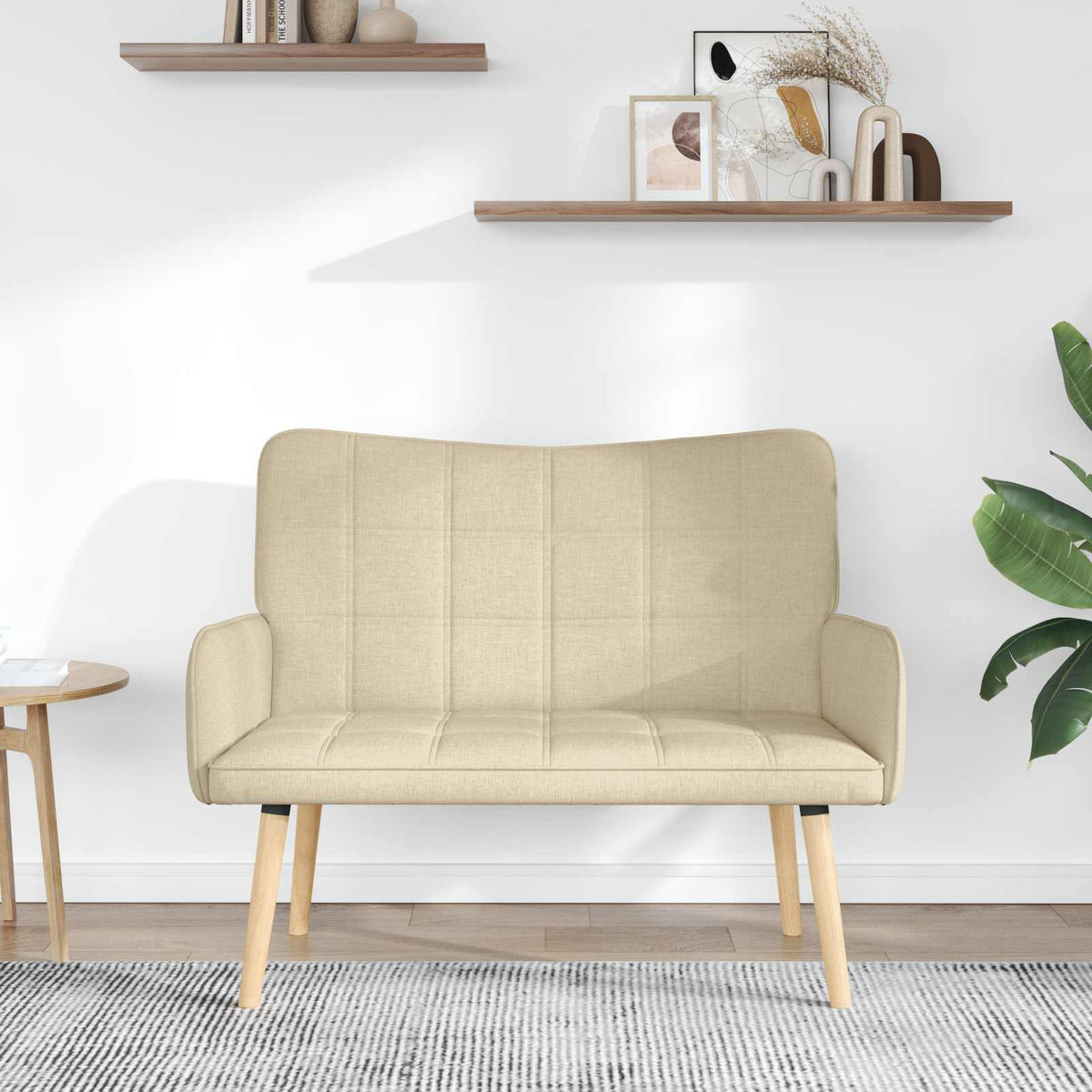 Vidaxl 2-zits sofa crèmekleurig 115 x 61 x 87 cm stof