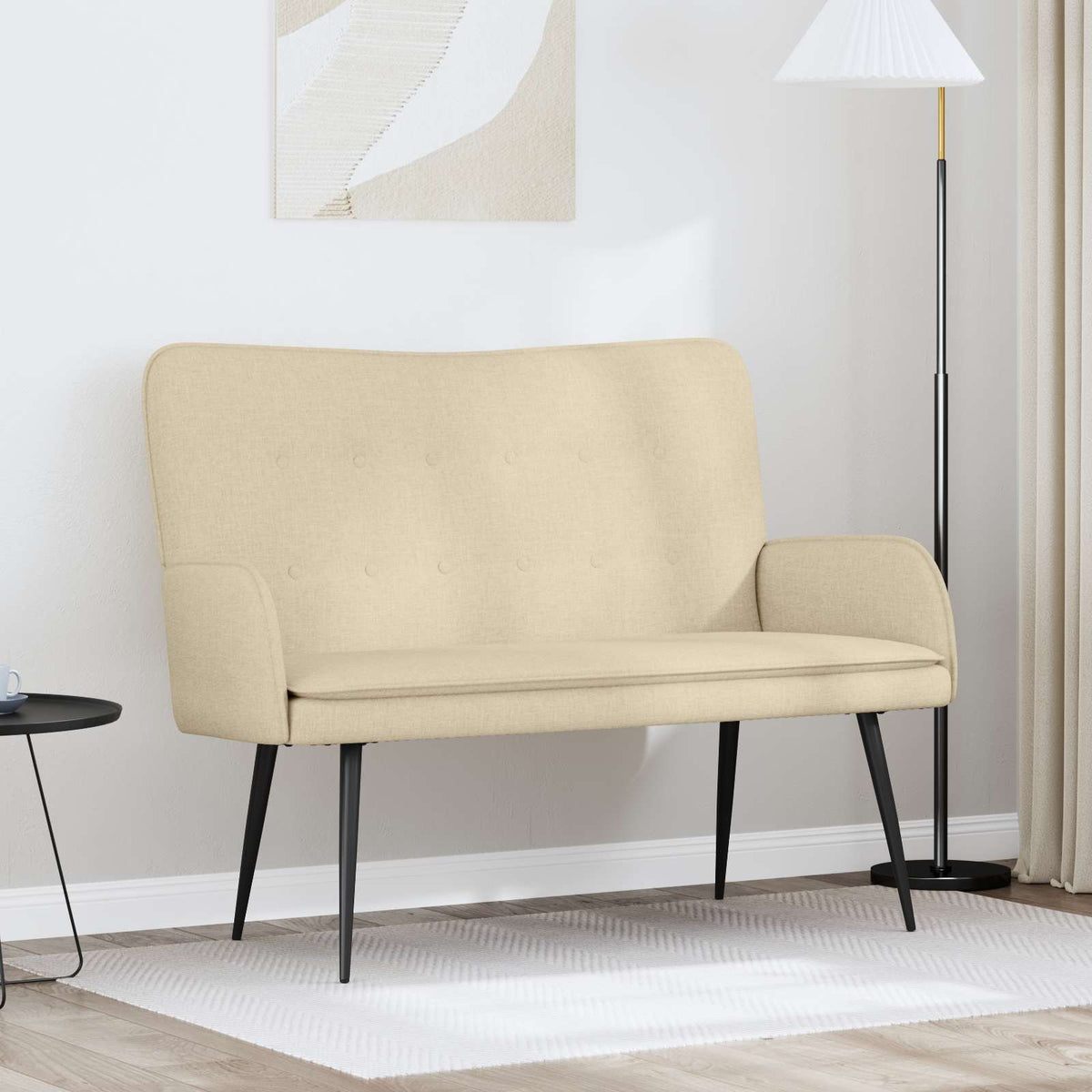 Vidaxl 2-zits sofa crèmekleurig 115 x 61 x 87 cm stof