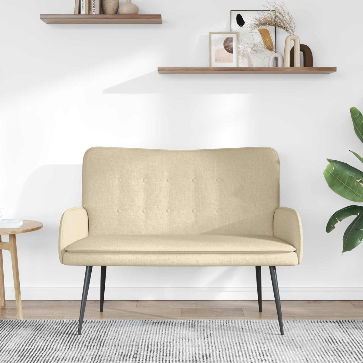 Vidaxl 2-zits sofa crèmekleurig 115 x 61 x 87 cm stof