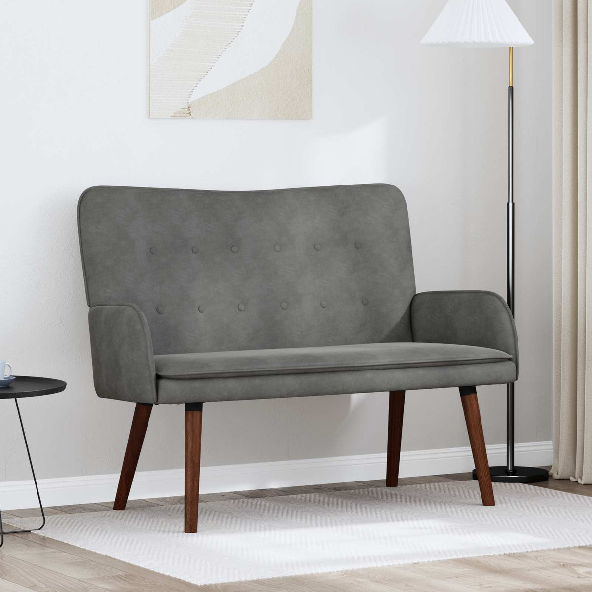 Vidaxl 2-zits sofa donkergrijs 115 x 61 x 87 cm fluweel