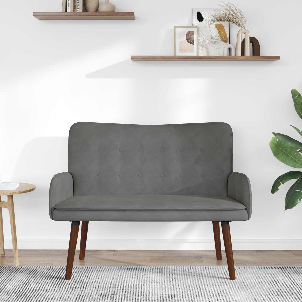 Vidaxl 2-zits sofa donkergrijs 115 x 61 x 87 cm fluweel