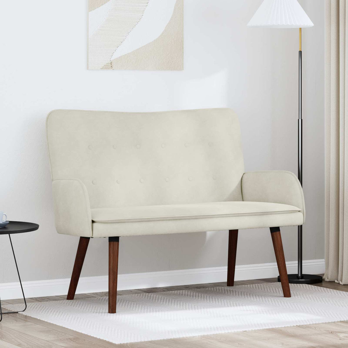 Vidaxl 2-zits sofa crèmekleurig 115 x 61 x 87 cm fluweel