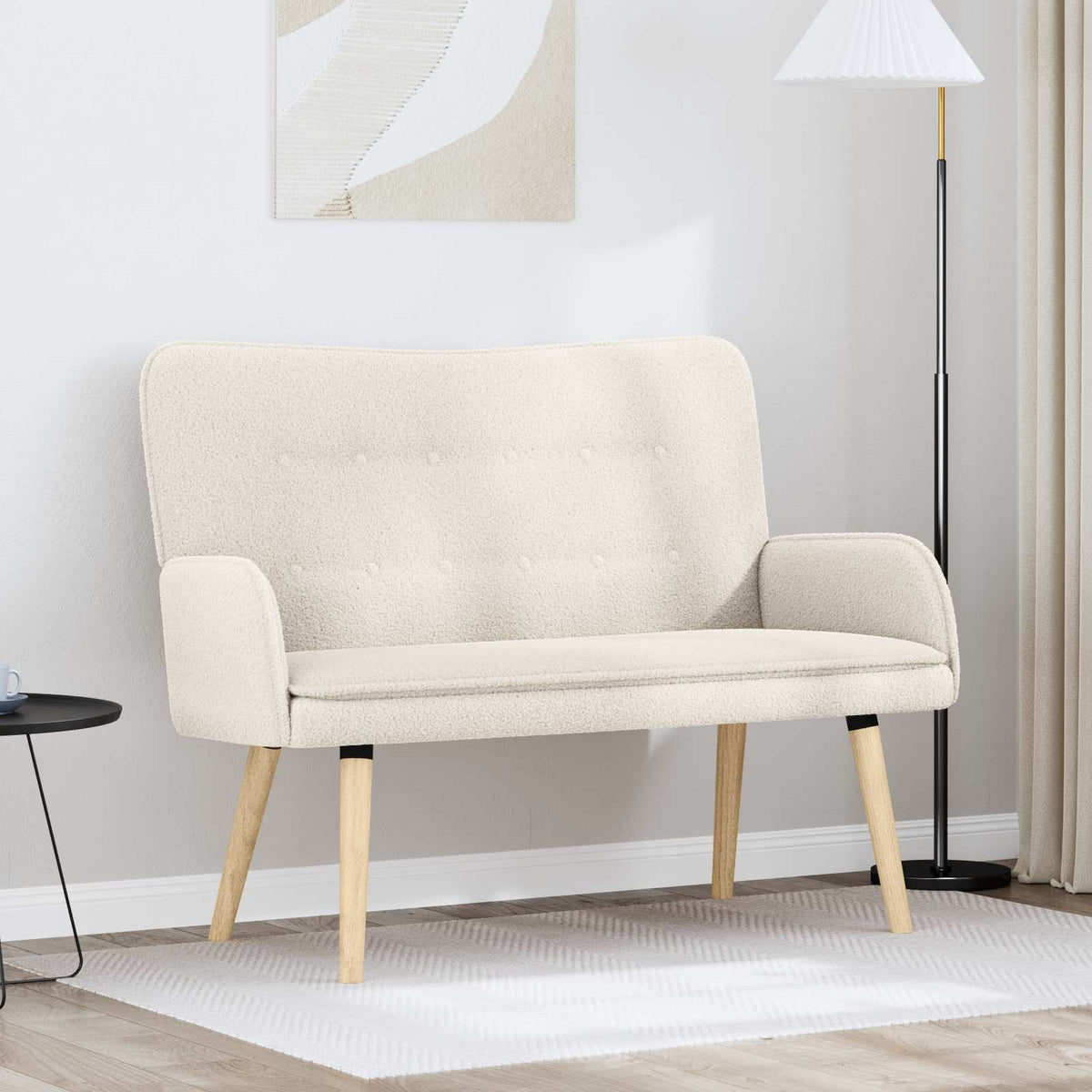 Vidaxl 2-zits sofa crèmekleurig 115 x 61 x 87 cm bouclé