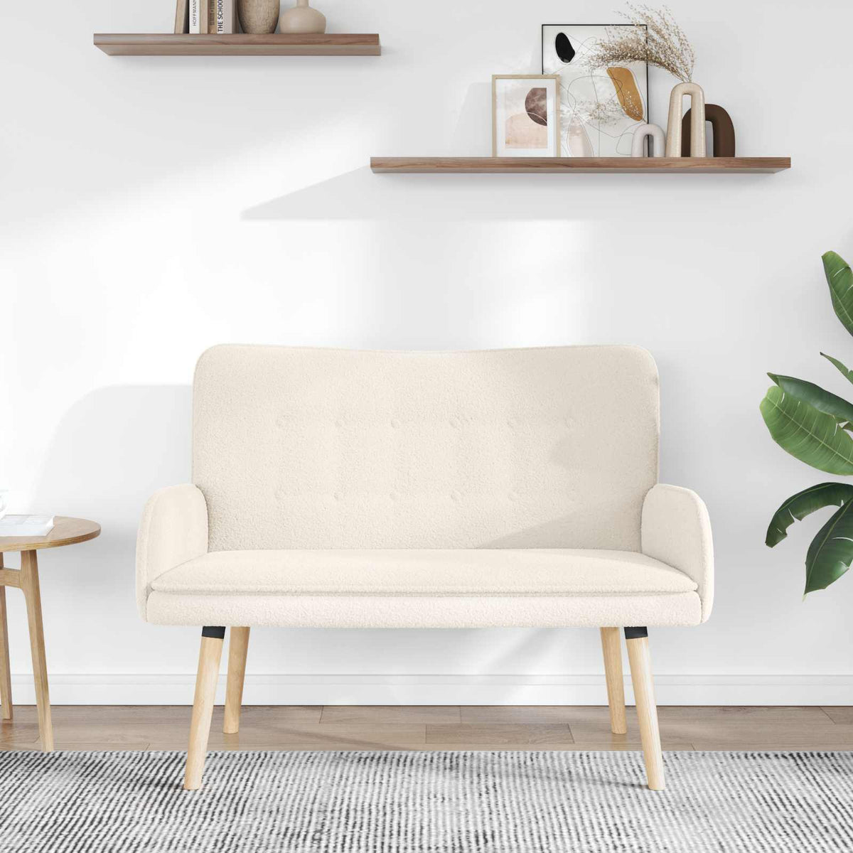 Vidaxl 2-zits sofa crèmekleurig 115 x 61 x 87 cm bouclé