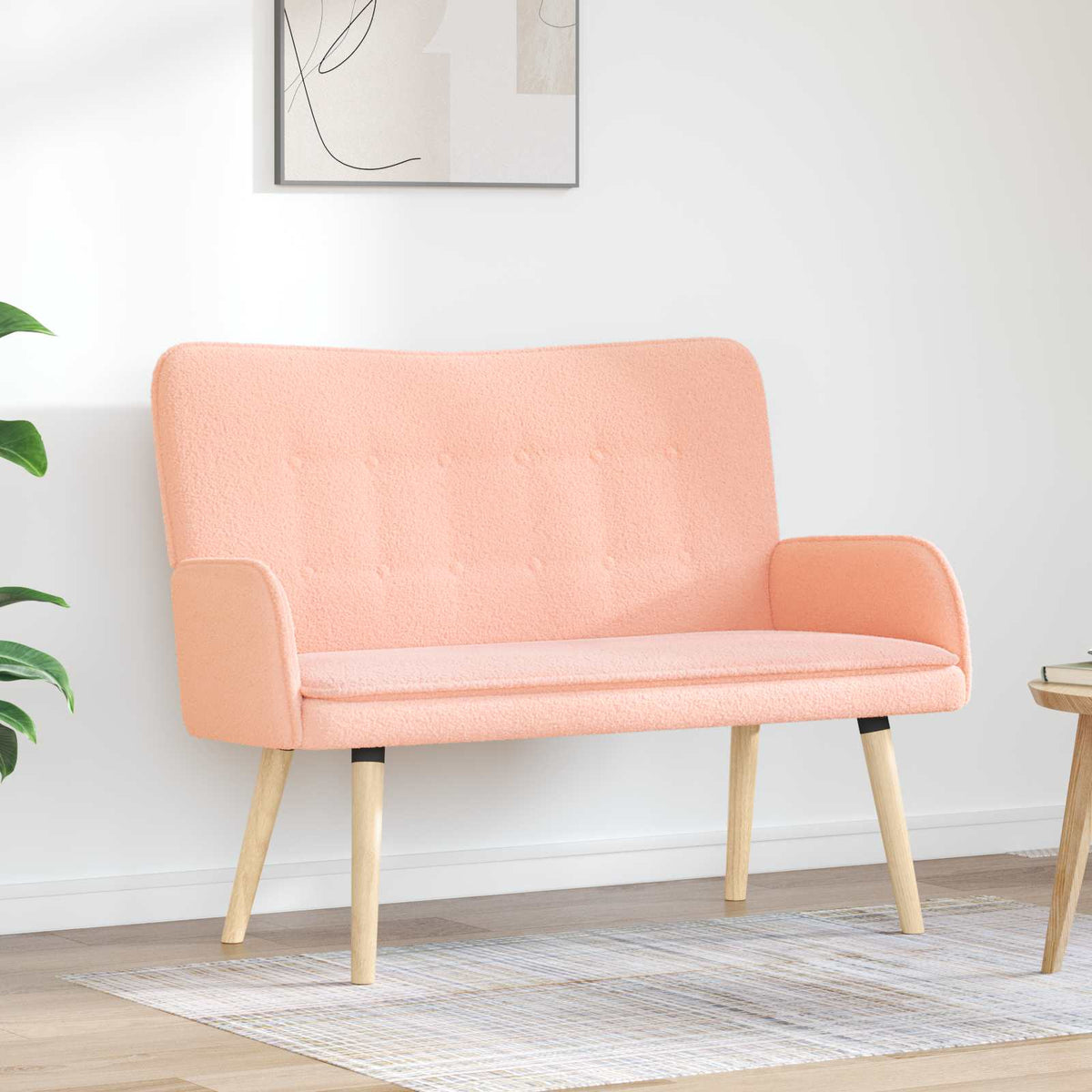 Vidaxl 2-zits sofa roze 115 x 61 x 87 cm bouclé