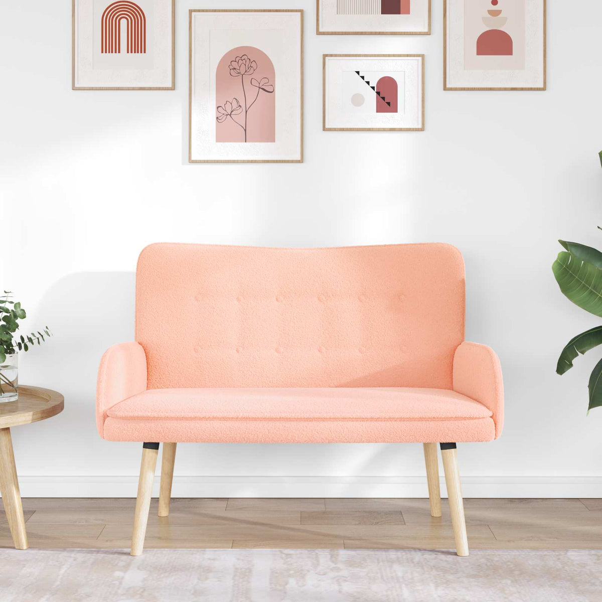 Vidaxl 2-zits sofa roze 115 x 61 x 87 cm bouclé