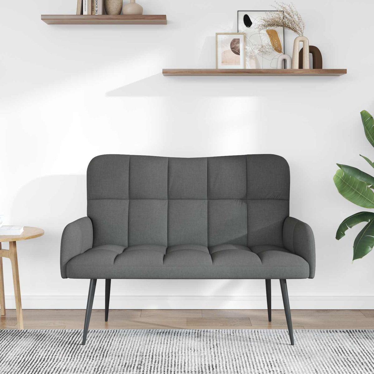 Vidaxl 2-zits sofa donkergrijs 115 x 61 x 87 cm stof