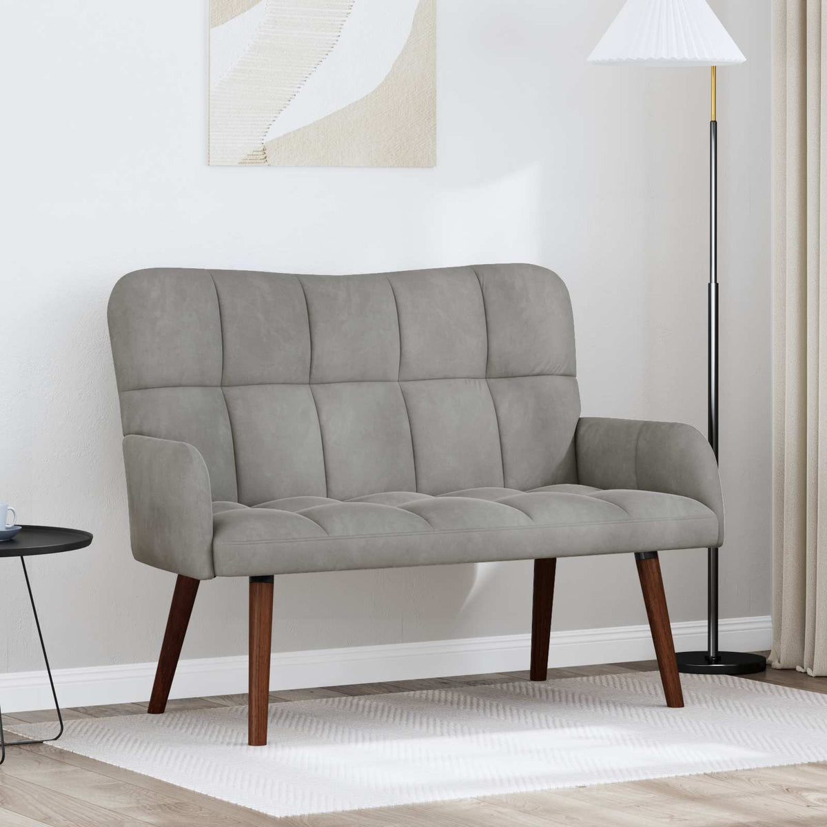 Vidaxl 2-zits sofa lichtgrijs 115 x 61 x 87 cm fluweel