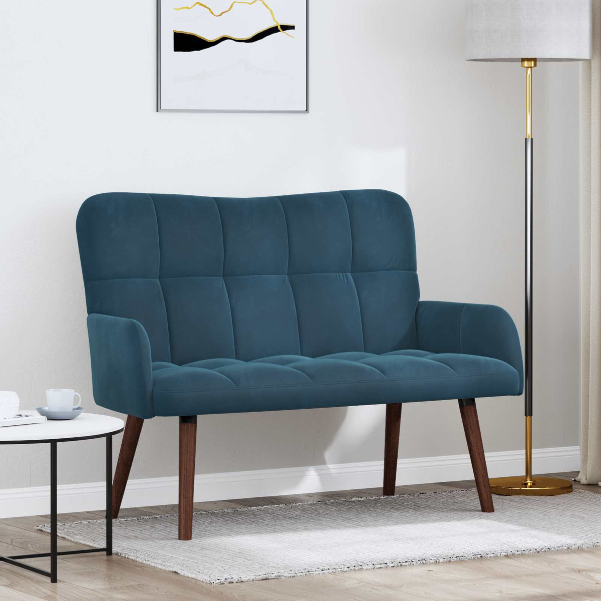 Vidaxl 2-zits sofa blauw 115 x 61 x 87 cm fluweel