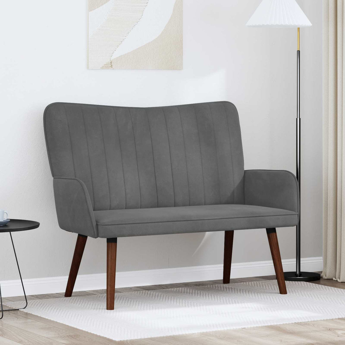 Vidaxl 2-zits sofa donkergrijs 115 x 61 x 87 cm fluweel