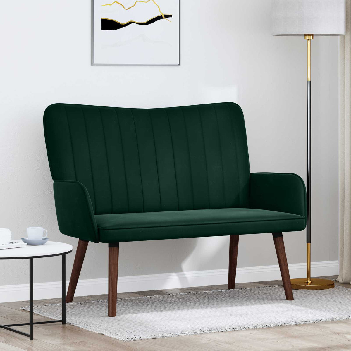 Vidaxl 2-zits sofa donkergroen 115 x 61 x 87 cm fluweel