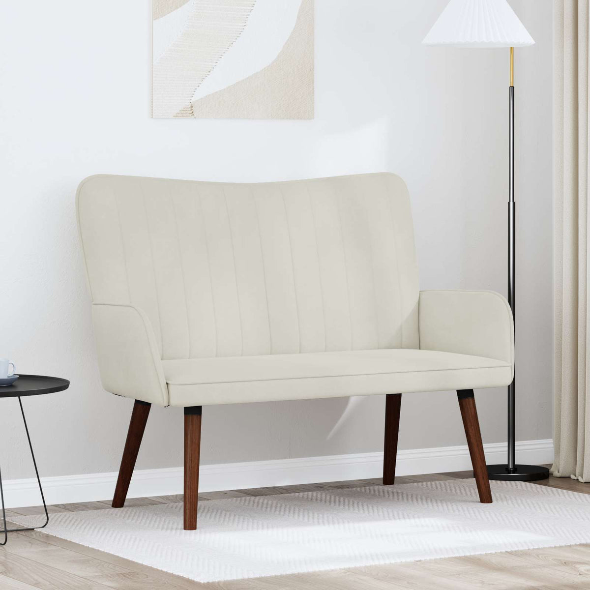 Vidaxl 2-zits sofa crèmekleurig 115 x 61 x 87 cm fluweel