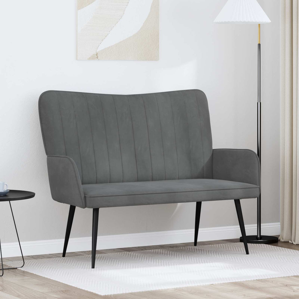Vidaxl 2-zits sofa donkergrijs 115 x 61 x 87 cm fluweel