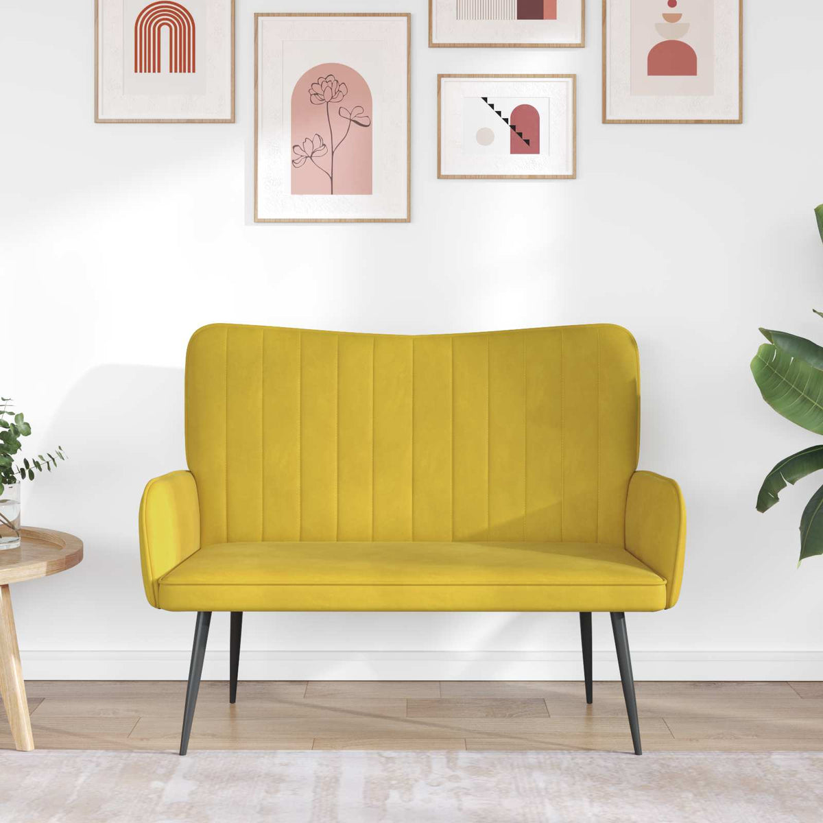 Vidaxl 2-zits sofa geel 115 x 61 x 87 cm fluweel