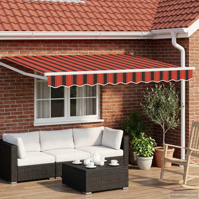 Vidaxl handbediende luifel met led's oranje, zwart, wit 3,5 x 2 m