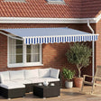 Vidaxl handbediende luifel met led's blauw en wit 3 x 2,5 m