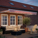 Vidaxl handbediende luifel met led's rood en wit 3 x 2,5 m