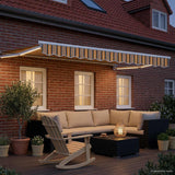 Vidaxl handbediende luifel met led's geel, grijs en wit 3 x 2,5 m