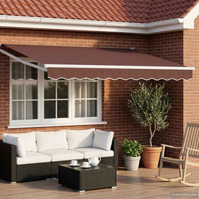 Vidaxl handbediende luifel met led's bruin en wit 3,5 x 2,5 m