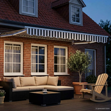 Vidaxl handbediende luifel met led's antraciet en wit 3,5 x 2,5 m