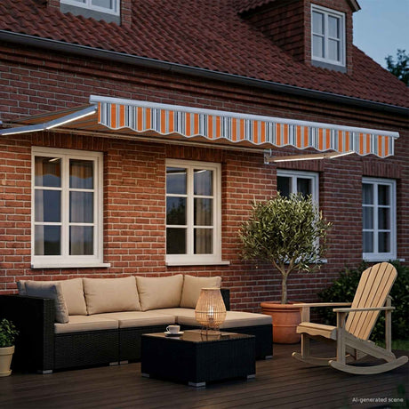 Vidaxl handbediende luifel met led's blauw, oranje, wit 3,5 x 2,5 m