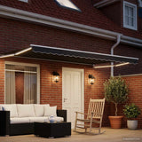 Vidaxl handbediende luifel met led's antraciet en wit 4 × 3 m