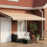 Vidaxl handbediende luifel met led's blauw, oranje, wit 4 × 3 m