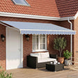 Vidaxl handbediende luifel met led's blauw en wit 4,5 × 3 m