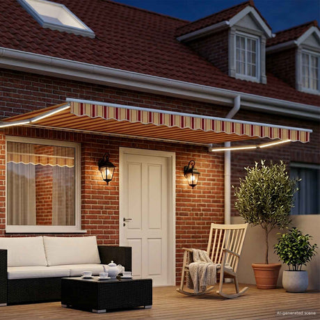 Vidaxl handbediende luifel met led's multikleur 4,5 × 3 m