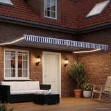 Vidaxl handbediende luifel met led's blauw en wit 5 x 3 m