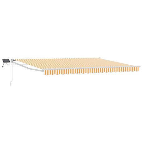 Vidaxl handbediende luifel met led's oranje en wit 5 x 3 m